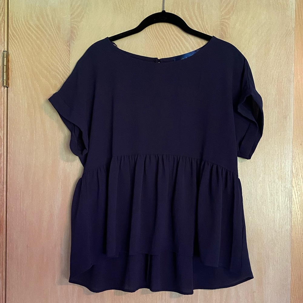 Blue Rain Navy Blue Baby Doll Blouse